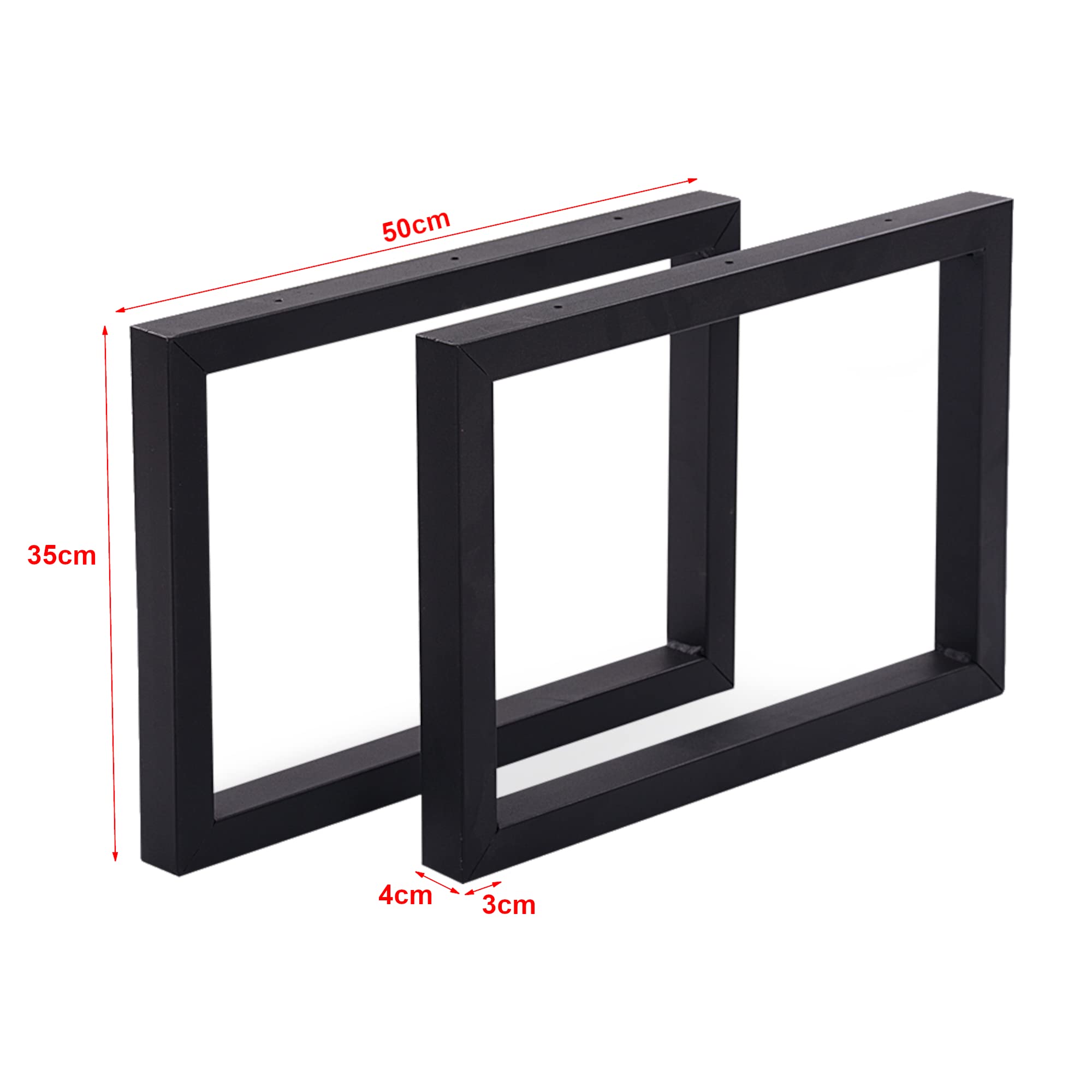 [en.casa] Tischbeine Lunderskov Möbelfüße Metall Schwarz 2 Stück Tischgestell für Sitzbank Couchtisch 2 x Tischfüße 35 x 50 cm Tischkufen Stahl