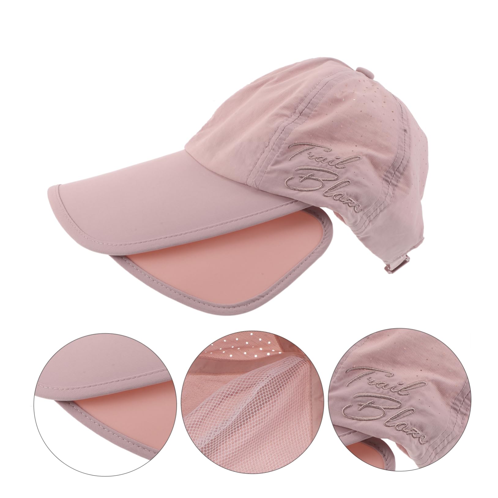 WOONEKY Sombrero de Visera Retráctil de ala Ancha Sol Gorra Deportiva Ajustable con Visera Solar para Mujeres y Hombres para Playa Golf y Correr