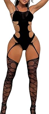 Famstar Sexy Lingerie For Women Naughty Sparkle Rhinestone Fishnet Lingerie Set Teddy Erotic Mesh Rave Outfit
