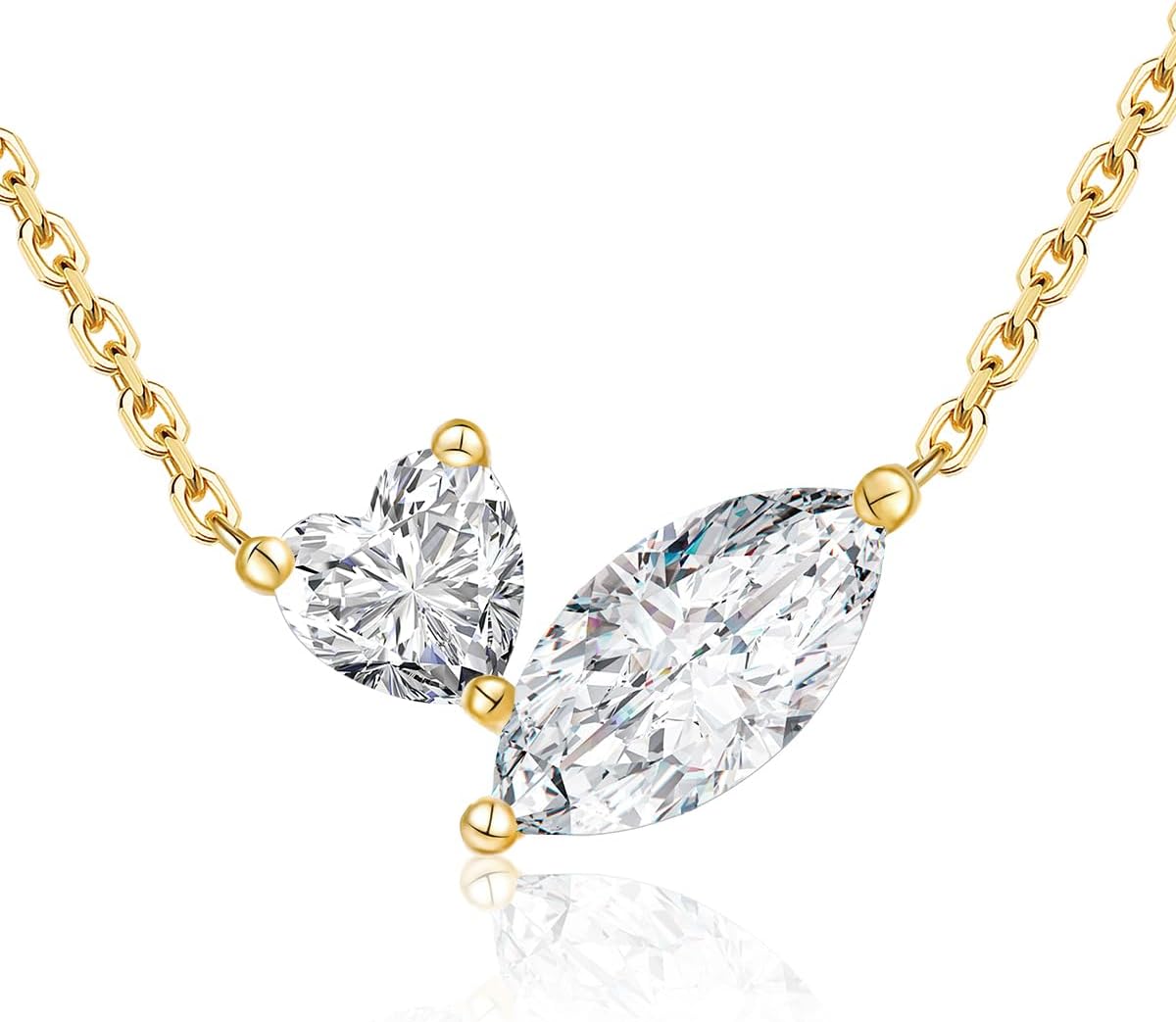 CYW Moissanite/Ruby/Sapphire/Emerald Dainty Pendant Necklace for Women, Novelty Design, Really Authentic Solid 925 Sterling Silver, 16"/18"/20" Adjustable, Birthday Anniversary Valentines Gift