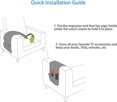 Miniatura 7 de TALC Organizador de almacenamiento antideslizante para reposabrazos de sofá, impermeable, soporte de control remoto con 5 bolsillos para iPad,