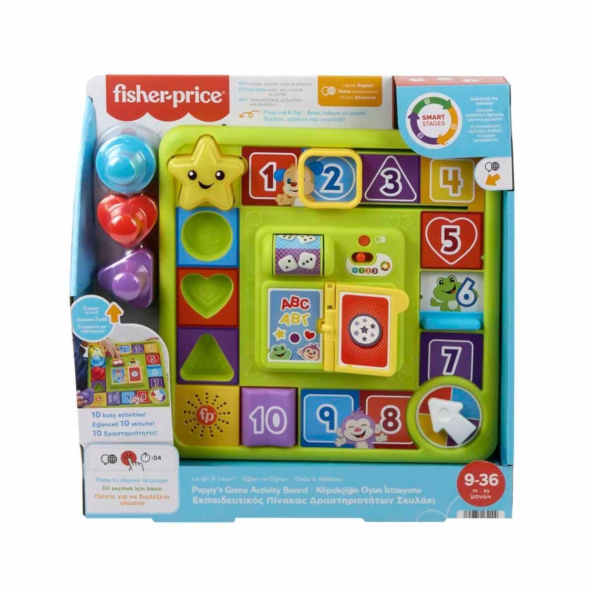 Fisher-Price Hündchen Spielstation Fisher-Price Musikwiedergabe Brettspiel Babyspielzeug, Spaß und Lernen Hündchen Spielstation, mehrsprachige Version HRB70