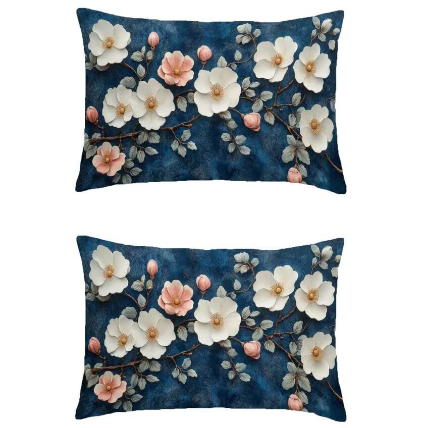 Housse de coussin bleu marine en lin de qualité pour extérieur et salon | 60x80cm