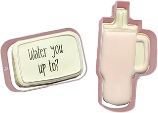 40 OZ TUMBLER COOKIE CUTTERS Forty Ounce Tumbler With Handle Popular Stainless Steel Water Bottle Coffee Mug And Rectangle Plaque Cookie Cutters In Pink for Mothers Day Mom Or Graduation (2 Pack)