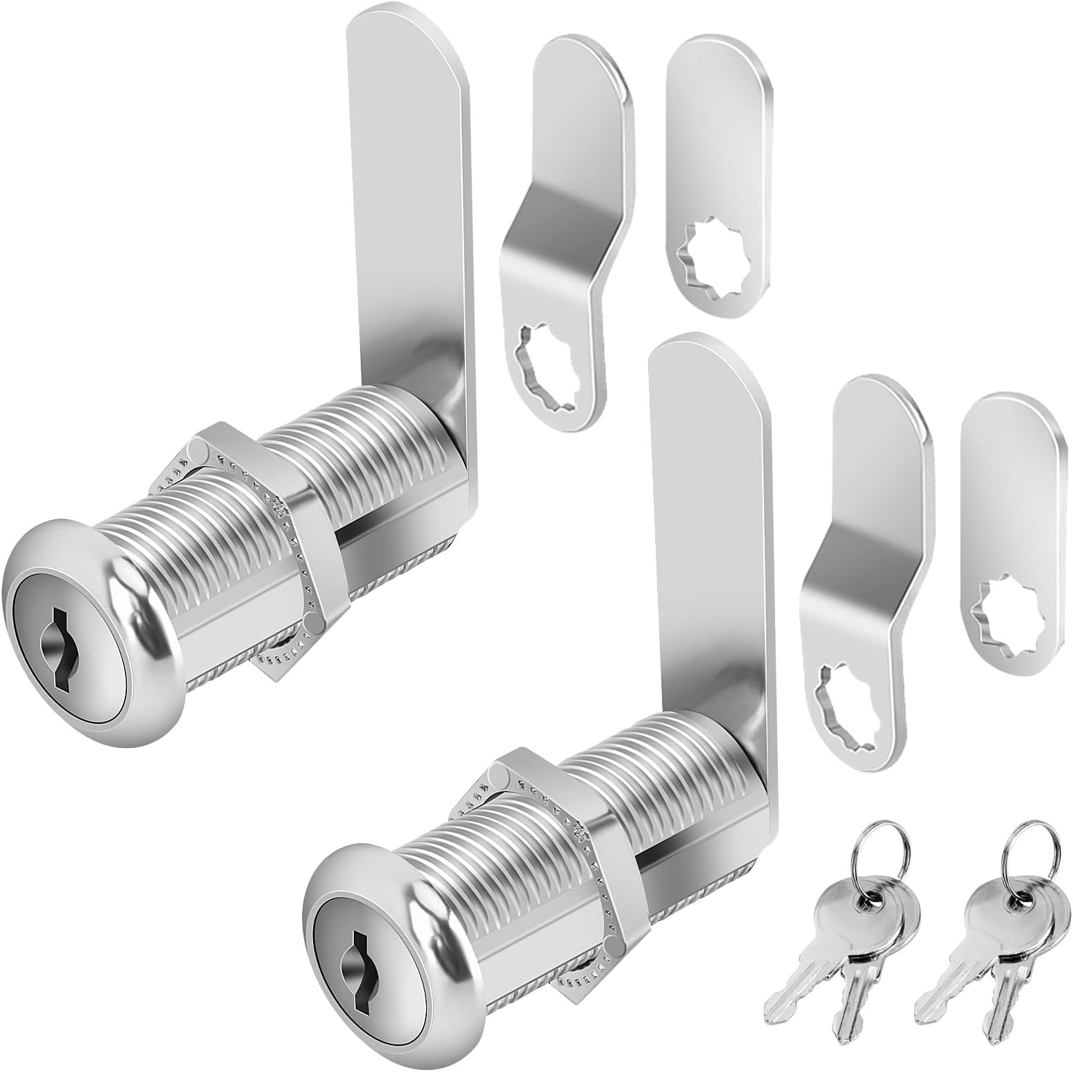 Cylinnda Cabinet Locks with Keys, 1-1/2" Long Cam Locks keyed Alike, Cabinet Cam Lock Set for Cabinets, RV Storage, Tool Box, Thick Drawer, Zinc Alloy (2 Pack, 1-1/2 Inch)