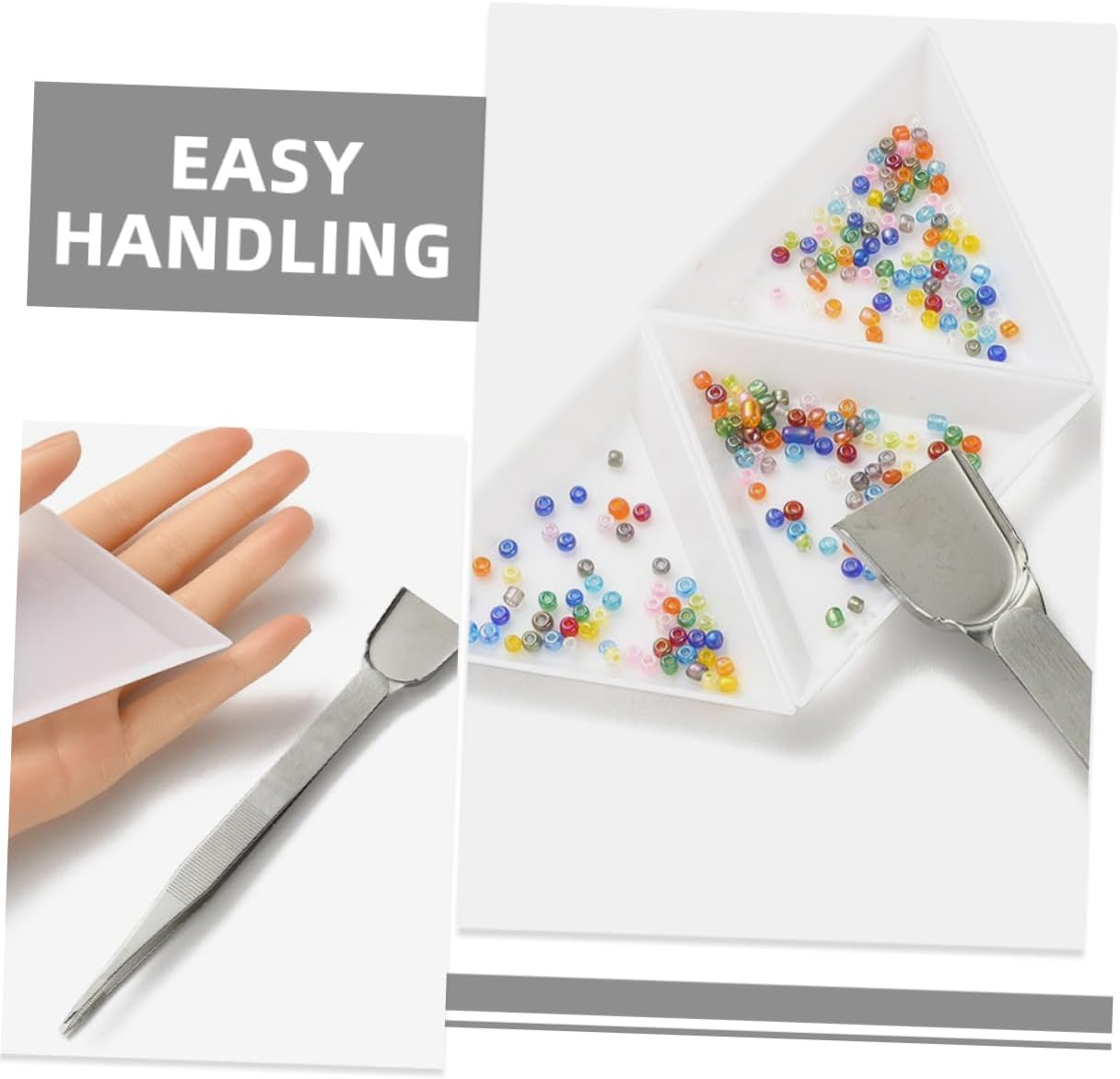 NUOBESTY Jewelry Making Tools Bead Sorting Tray Rhinestone Tray Sorter Stainless Steel Tweezers Scoop Plastic Sorting for Crafts