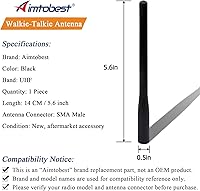 Vista 2 de Marine VHF - Antena de radio de mano SMA macho de goma compatible con HX270S HX280S HX290 HX300 HX370S HX400 HX460 HX500 HX850S HX851 HX870 HX890