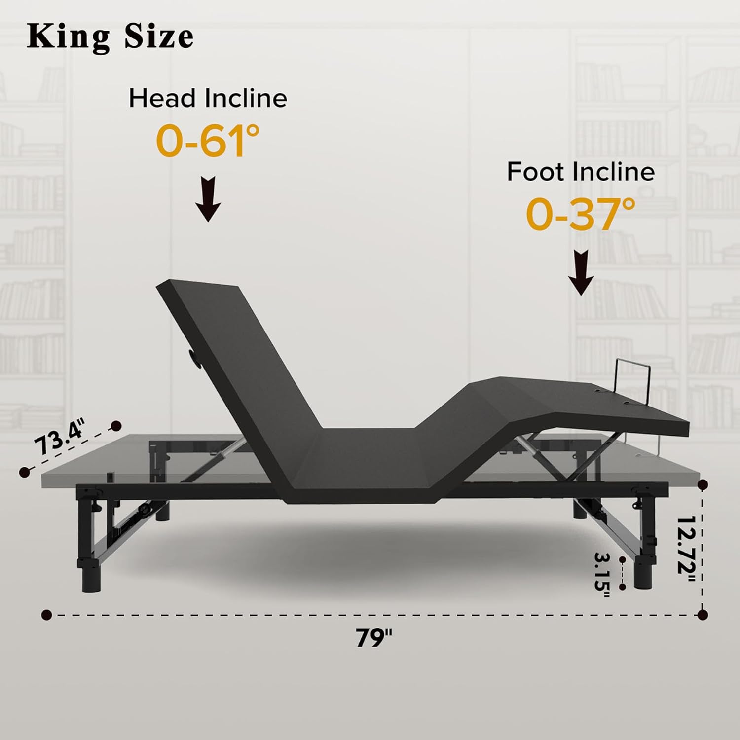 King Adjustable Bed Frame with Wireless Remote, King Size Adjustable Base with Head & Foot Incline & 4 USB Ports, Zero Gravity Electric Bed Frame with Quiet Motor & Nightlights (King+USB)