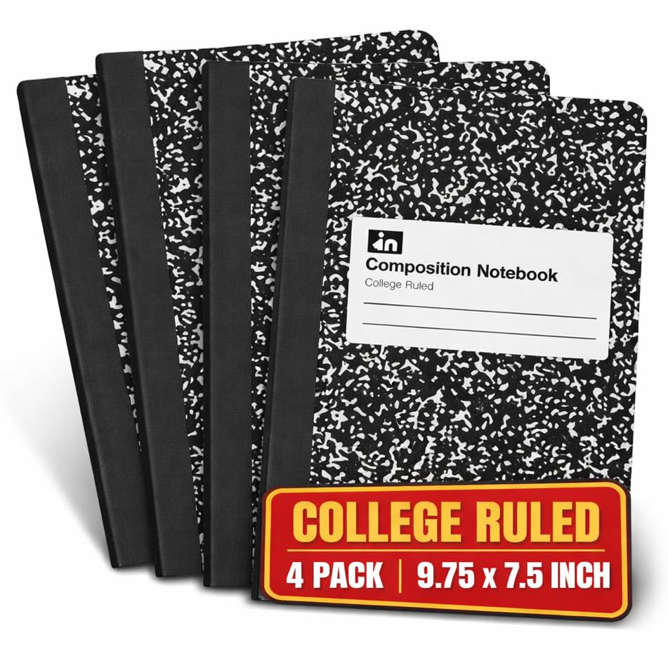 Carnet de composition noir ligné de 24,7 x 19,5 cm pour fournitures scolaires