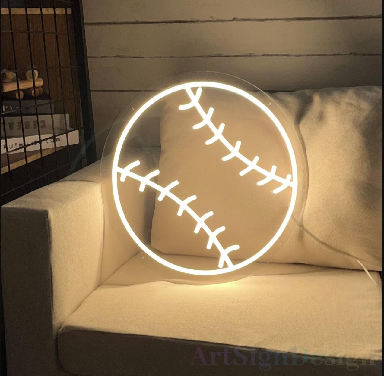 Ulalaza LED Neon Signs for Wall Decor Baseball Shape Signs for Bistro Pub Club Man Cave Boys and Girls' Bedroom Neon Lights for Teens Baseball Fans(USB Powered)