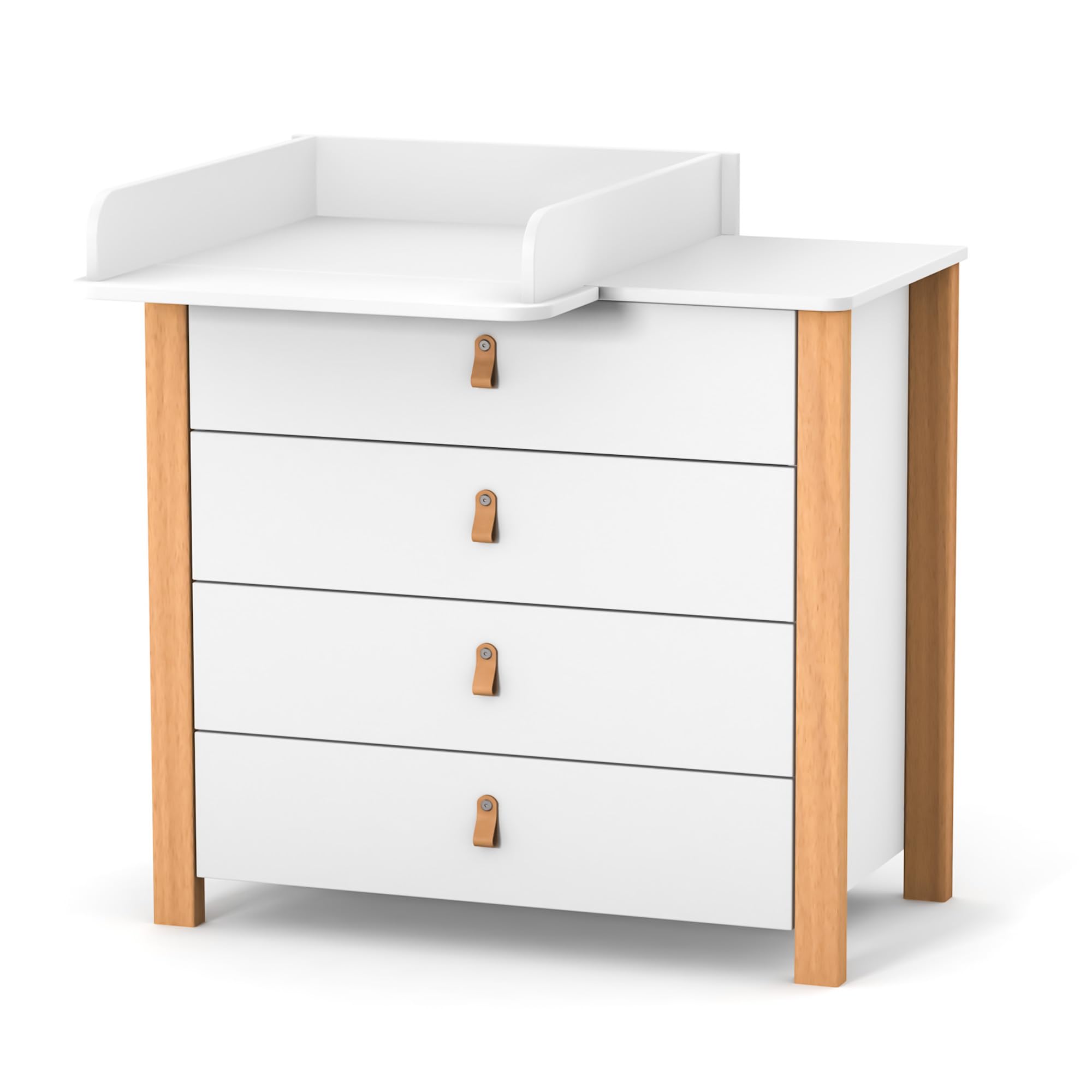 Veres Wickelaufsatz Abnehmbarer für die Kommode, schmaler (60 cm, rechts oder Links montierbar) (Weiß)