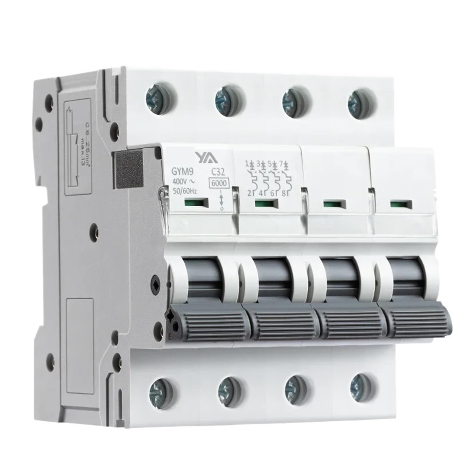 Interruttore automatico MCB Din Rail GYM9 a 4 poli, capacità di interruzione 6KA, tipo CA, 6A-63A, produttore diretto in fabbrica(32A)