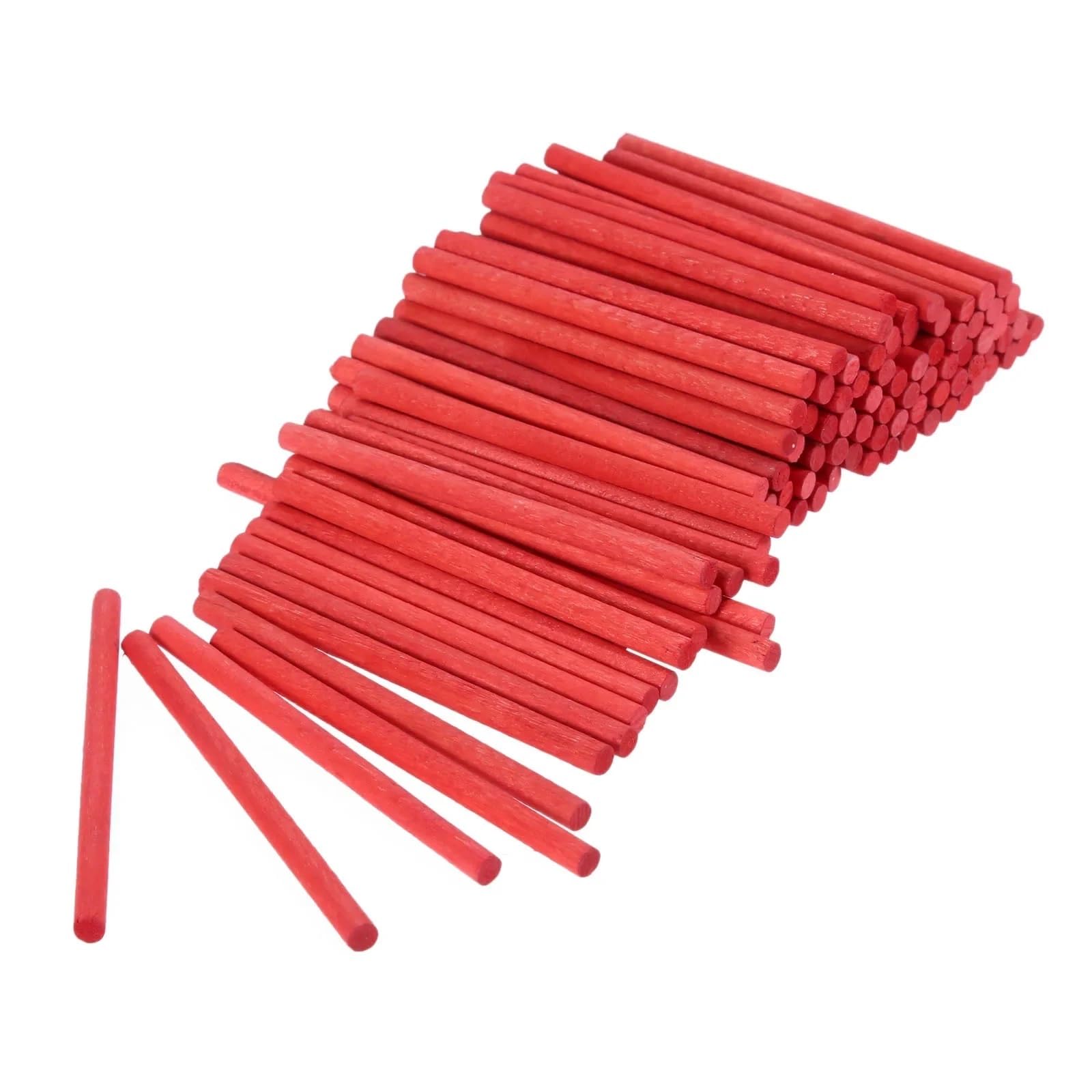 Hjtrtdf Red Wooden Sticks， Wooden Counting Sticks Multicolor 68X4mm Pack Of 200 For Math Art Toy Building(Red)