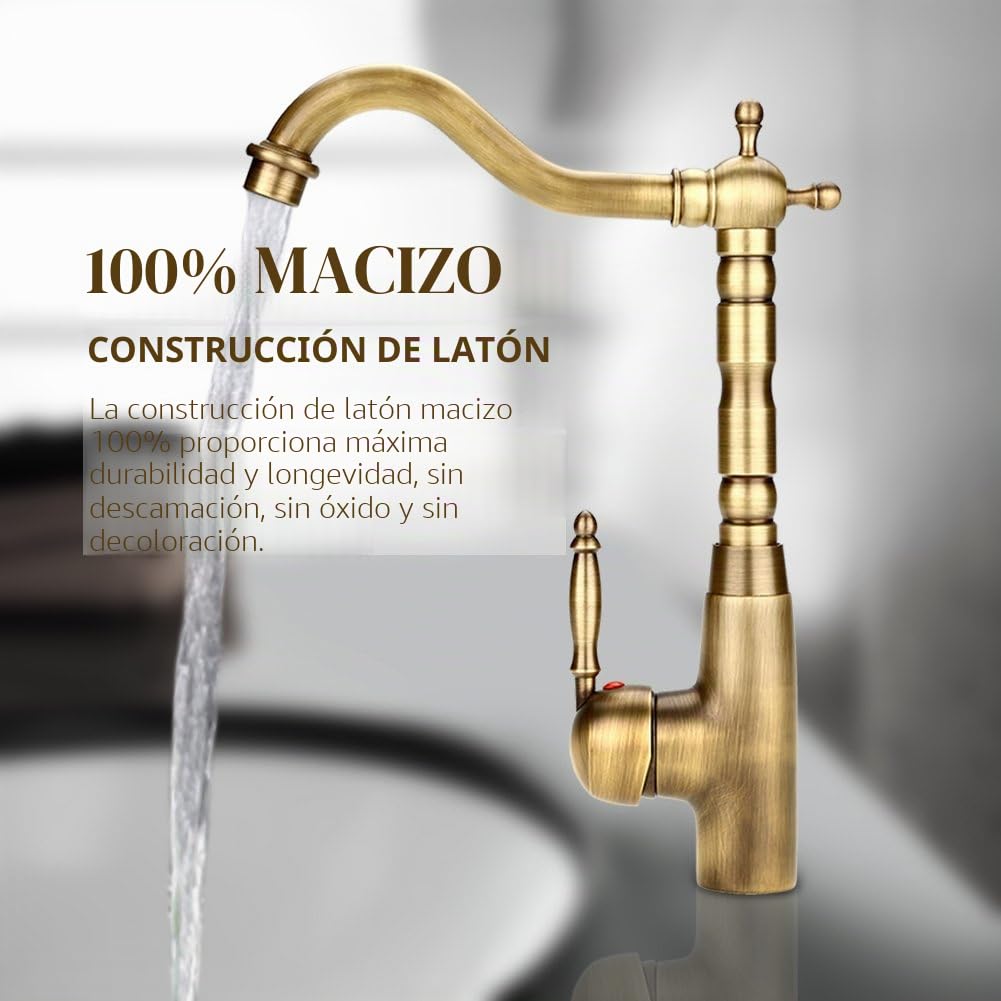 Grifo De Lavabo Retro Grifo Mezclador De Manija con Grifo De Filtro De Agua De Manguera De Agua 2 para Baño De Cocina
