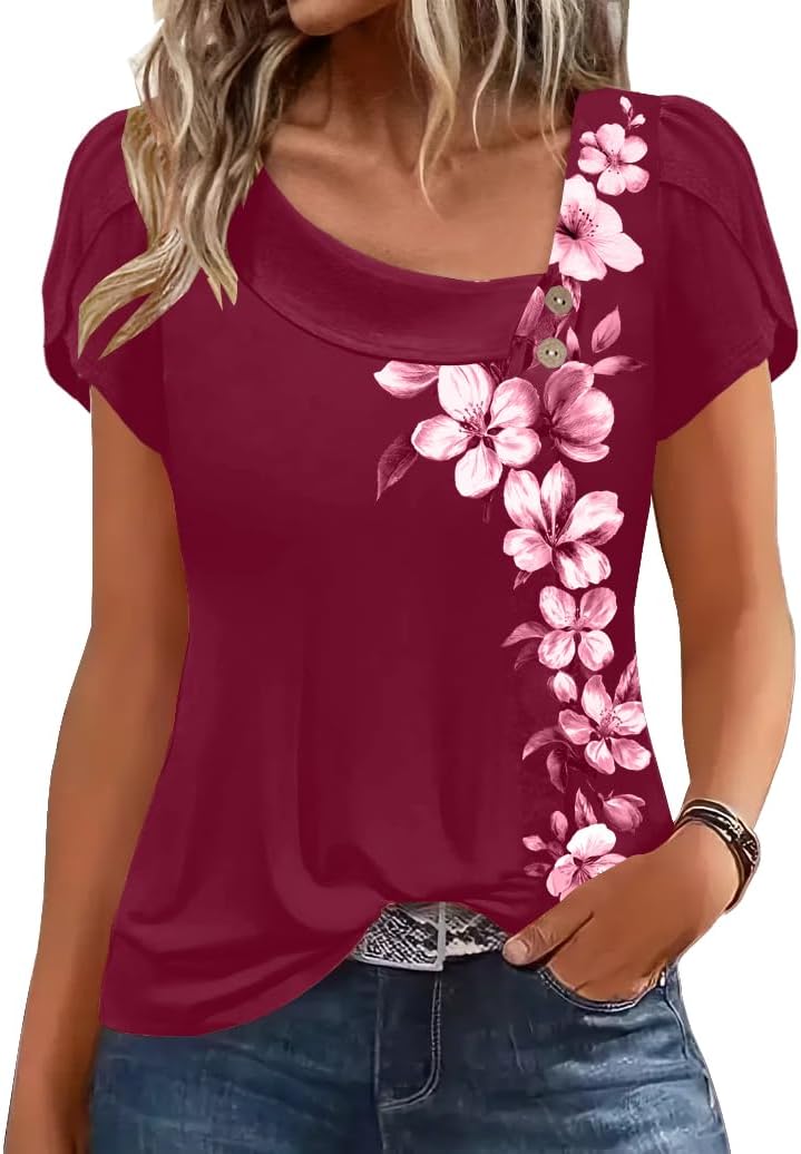 ETCYY NEW Womens Summer Tops Petal Sleeve Blouses for Women Dressy Casual Square Neck Tunic Shirts