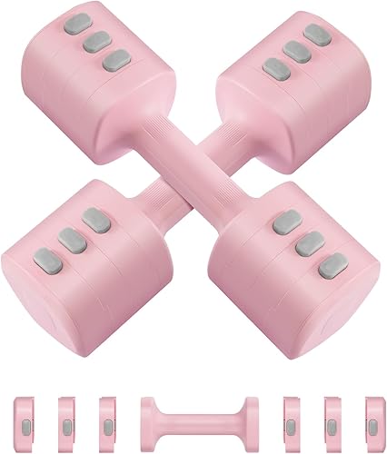 Adjustable Dumbbell Set of 2, Adjustable Weight set, Anti-slip Handle, 4 in 1 Free Weights Dumbbells Set for women at home, 2.2lb, 3.3lb, 4.4lb,