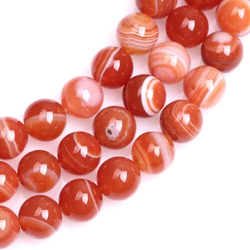 Miniatura 4 de JOE FOREMAN Cuentas redondas de ágata roja con bandas de 0.315 pulgadas (0.315 in), cuentas sueltas de piedras semipreciosas para hacer joyas, hilo