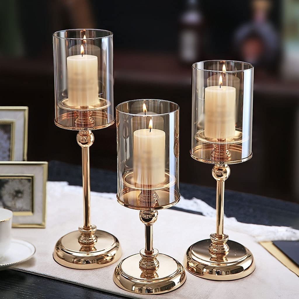 Kerzenständer 3-teiliges Set Kerzenhalter Aus Glas, Retro, Romantisch, Esstisch, Kerzenlicht, Abendessen, Requisiten, Zuhause, Einfache, Moderne Dekoration Abendessen Kerzenhalte