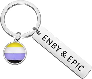 Non-Binary Gift LGBTQIA Gay Enby Lesbian Gender Fluid Non Binary Pride Queer Gift Non Binary Flag Enby And Epic Keychain (Enby & Epic K)