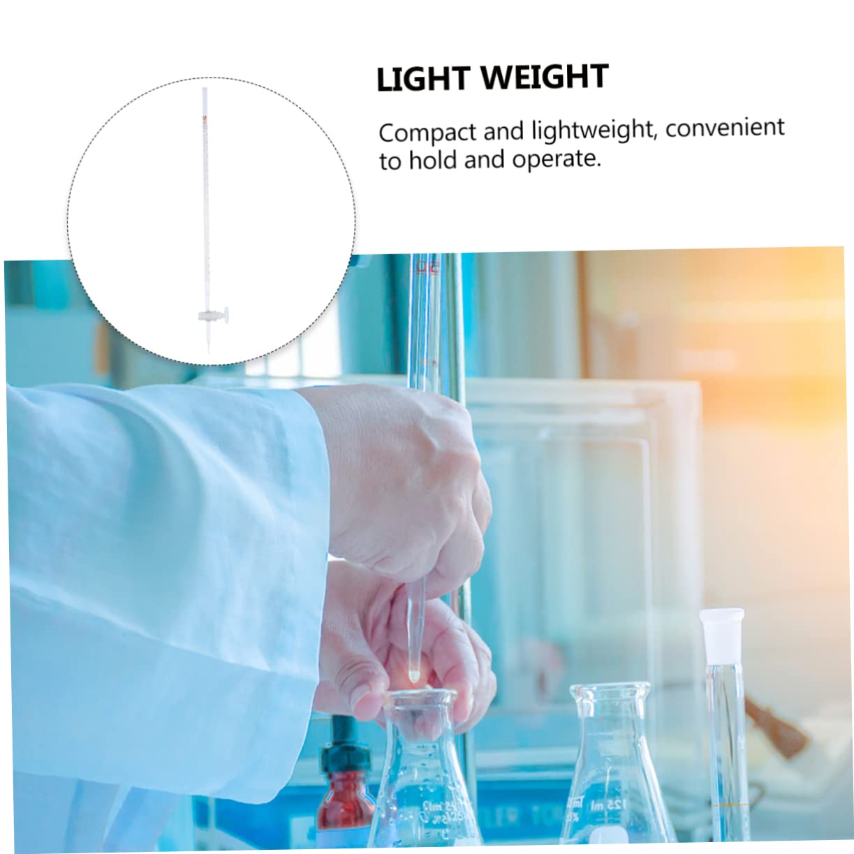 Bürette aus Glas 10ml mit Absperrhahn aus Borosilikatglas Leichtes Laborgerät für Chemische Experimente im Labor Einfach zu Bedienen für Schüler und Studenten