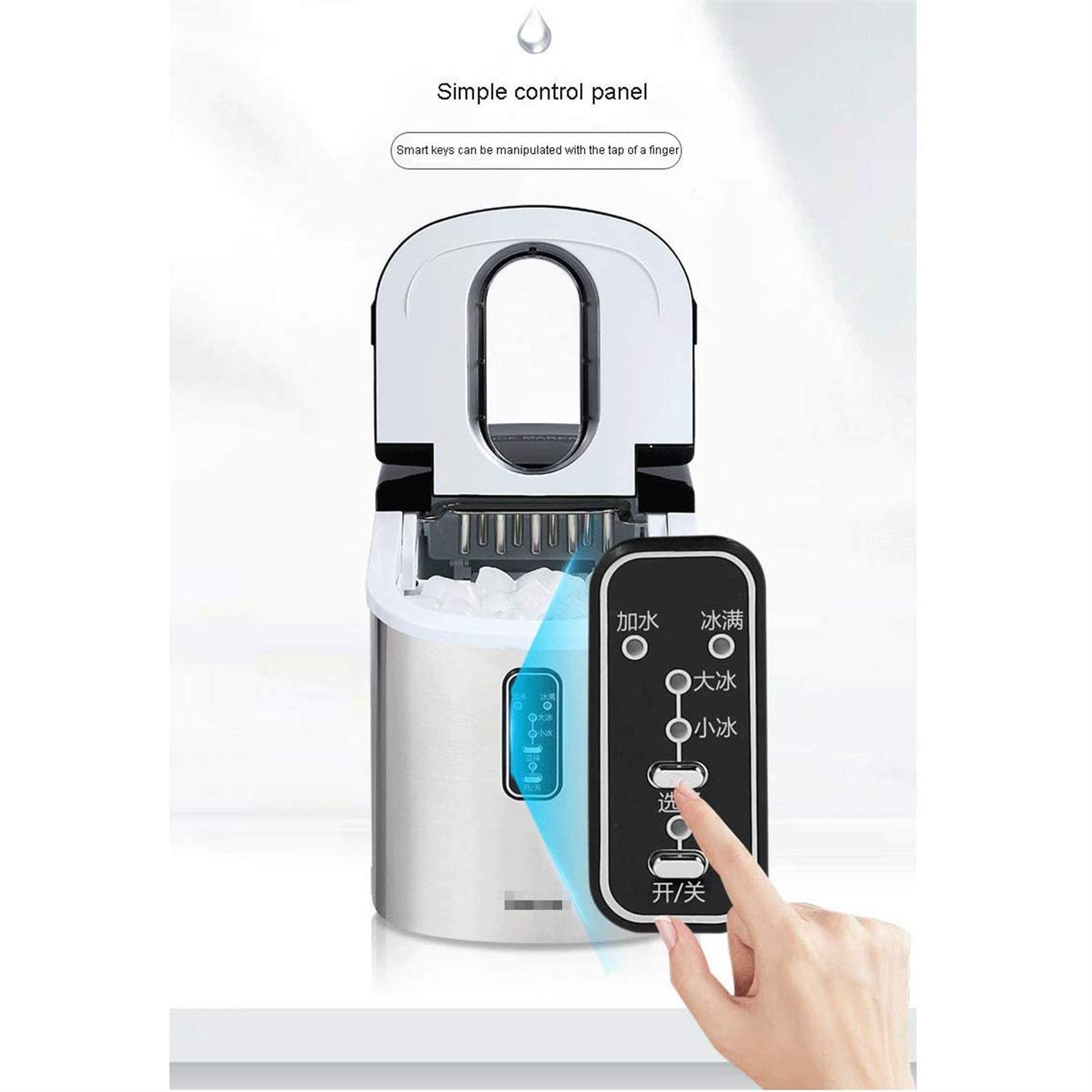 Macchina per ghiaccio, portatile, elettrica, silenziosa, funzionamento facile, 16 kg di ghiaccio in 24 ore, serbatoio da 2,2 l, 220 V, 105 W, per casa, bar, cucina, ufficio, blu