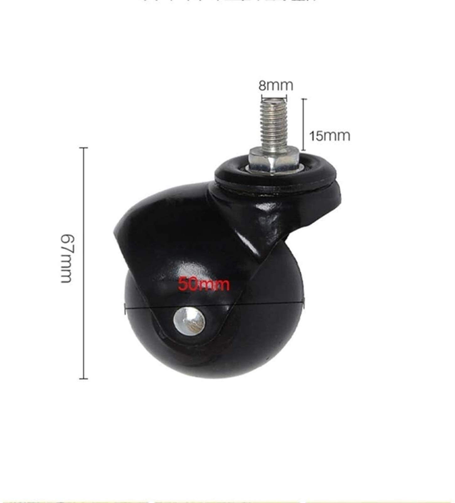 4 pz Ruote per Mobili 50mm Rotelle Girevoli Rotelle in Gomma M8 Rotelle A Sfera Rotella di Rotella Antica per Le Ruote della Sedia