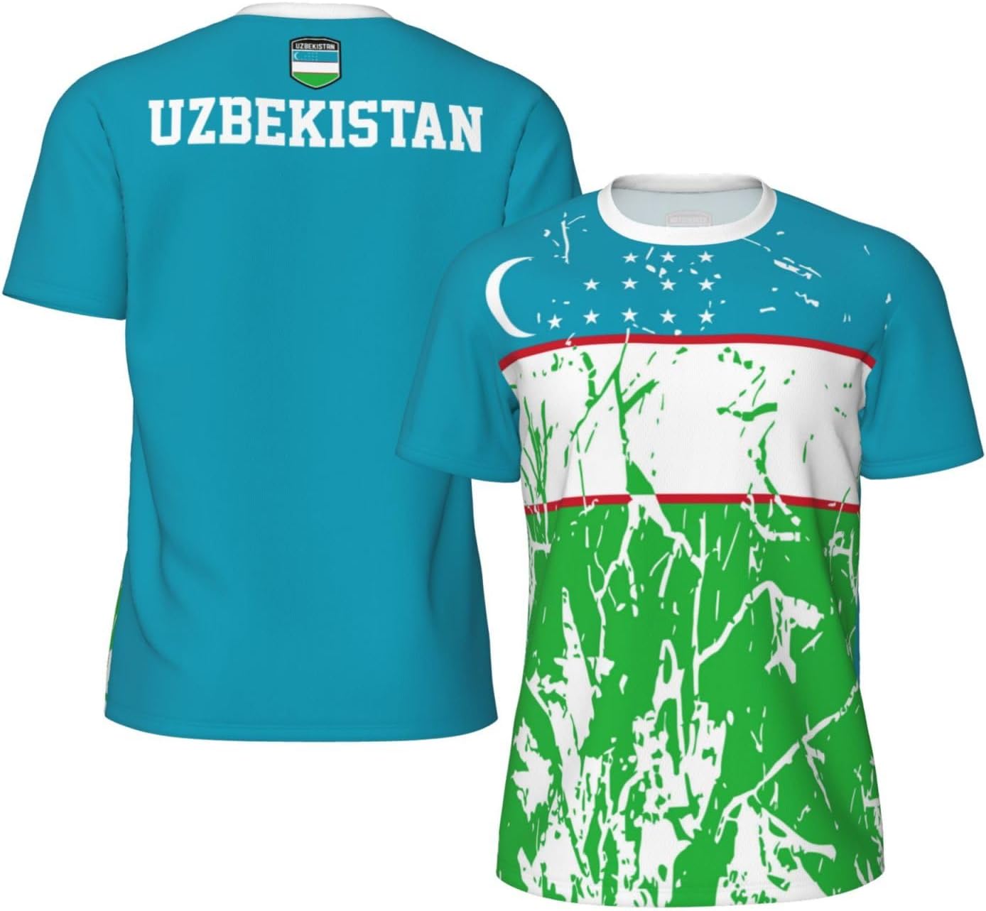 Uzbekistan Flag Grain Sports Jersey T-Shirt 3D Print for Running Cycling Soccer Tennis Fitness Fans Mesh Shirts