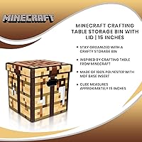 Vista 7 de Minecraft - Mesa de manualidades plegable de 15 pulgadas con tapa, contenedor de cesta de tela, organizador de cubos con asas, cubo marrón