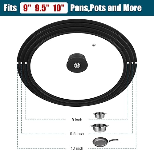 Miniatura 2 de Tapa universal para ollas y sartenes, cubierta de sartén para utensilios de cocina de 9, 9.5 y 10 pulgadas de diámetro, tapa de silicona de repuesto