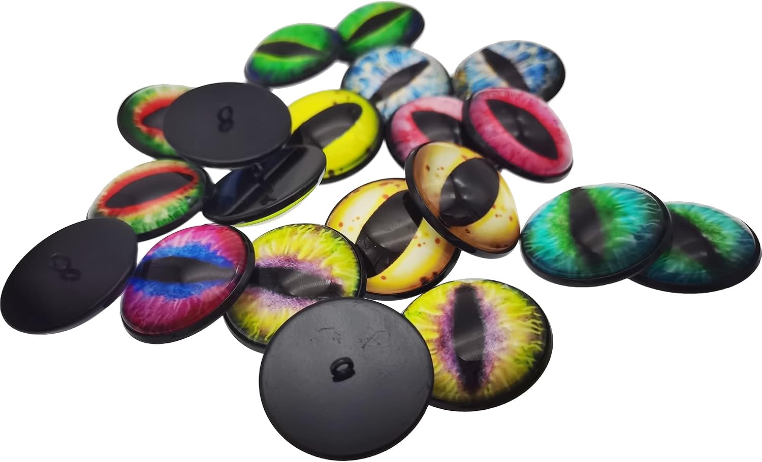 yaokan 10Pair Animal Eye Glass Flatback Cabochon Glue-On Base Set Cat Dragon Eye for Doll Repair DIY Making Supplies Craft