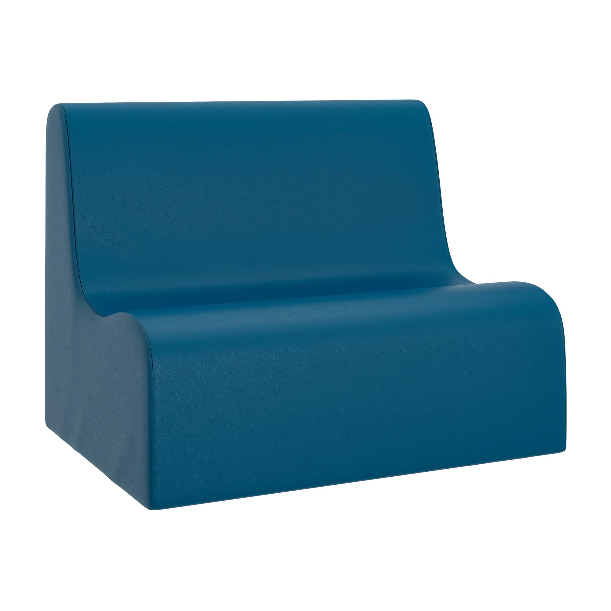 Children's Factory Medium Contour Sofa, Mix-and-Match Kids Chairs, Sofas, Corner Ottomans and Cubes, Foam-Filled and Water-Resistant, Flexible Seating for Classroom Elementary, Deep Water Kids Couch