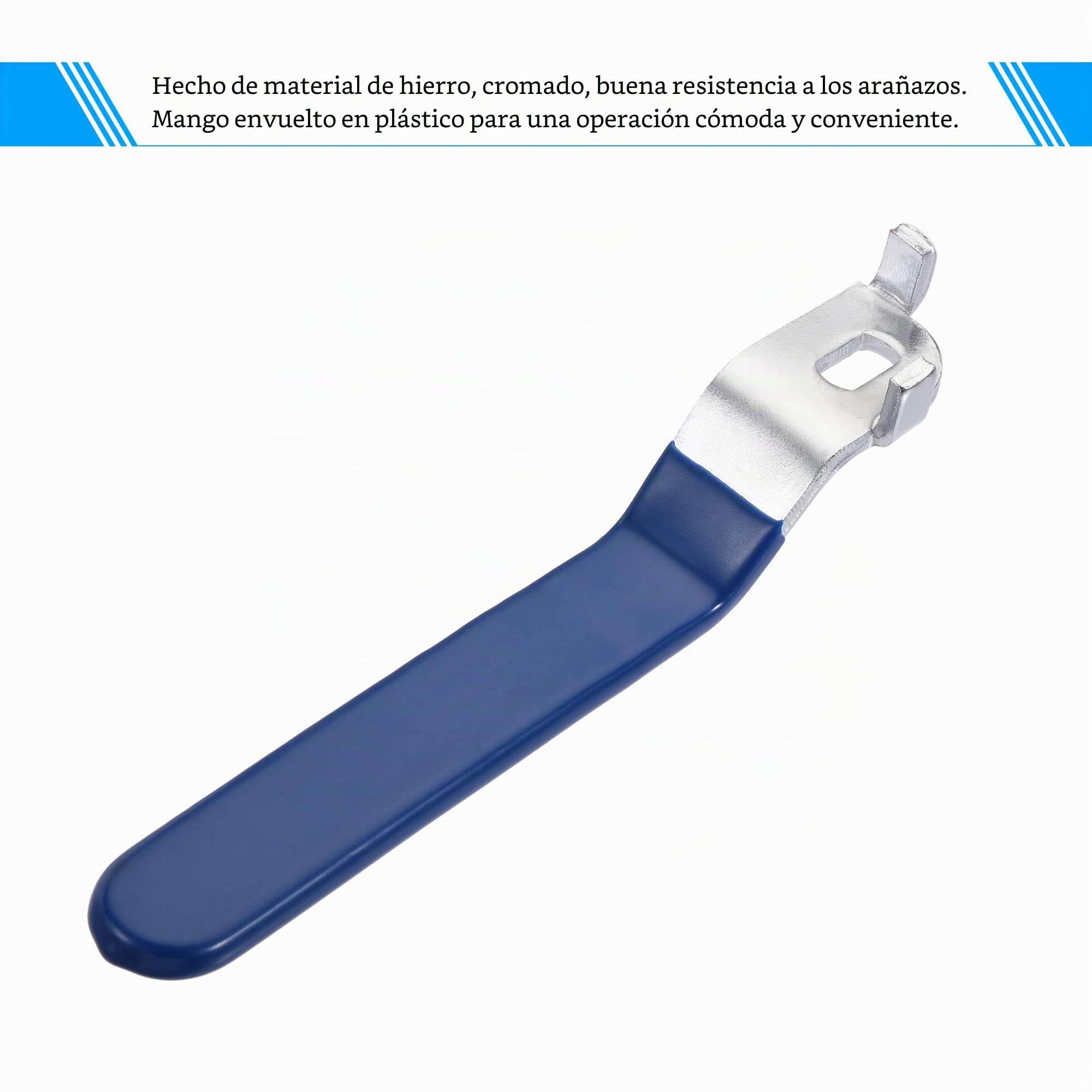 sourcing map Palanca Mango Hierro Cromado Chapado Reemplazo Cuarto Vuelta con Plástico Empuñadura Azul para DN65 Bola Válvula