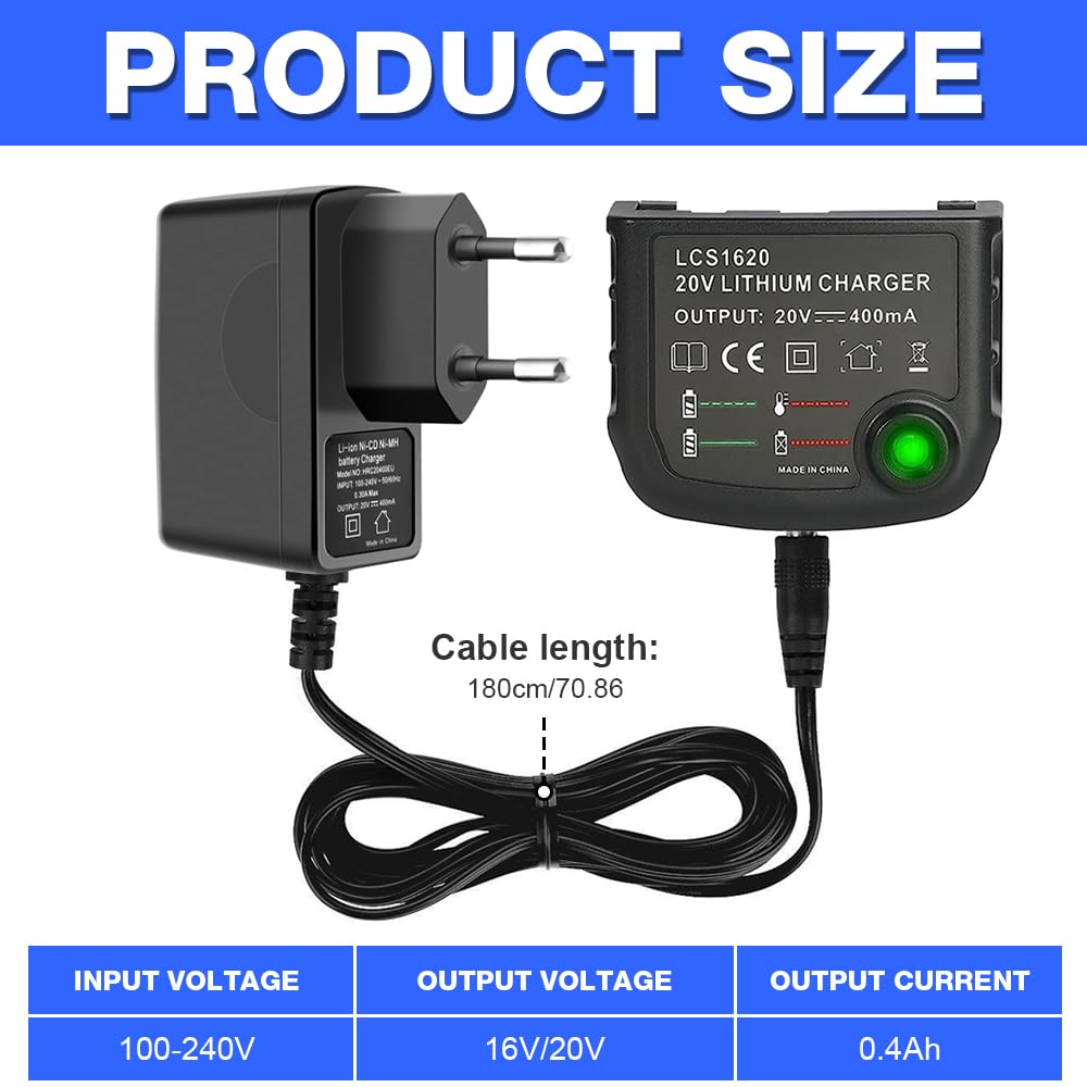 18V/20V Ladegerät Kompatibel mit Black & Decker, XPJBKC Lithium-Akku Ladegerät für Black und Decker LBXR20, LBXR20-OPE, LB20, LBX20, LBX4020, LB2X4020, LBXR2020-OPE, LB2X3020-OPE, LBXR20BT