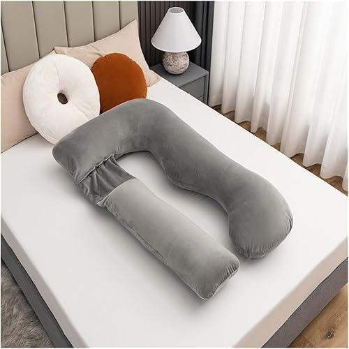 Miniatura 6 de Almohada de maternidad para dormir de 58 pulgadas, almohada de cuerpo completo en forma de U con soporte de maternidad, para mujeres embarazadas,