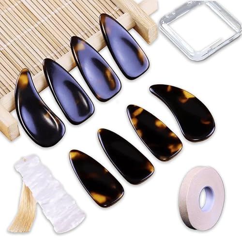 MUYIYANG Groove Design Guzheng Finger Picks Chinese Zither Nail,Set with Finger Tape Nail Plate Storage Box-Complete Accessories Kit for String Instrument Players (S)