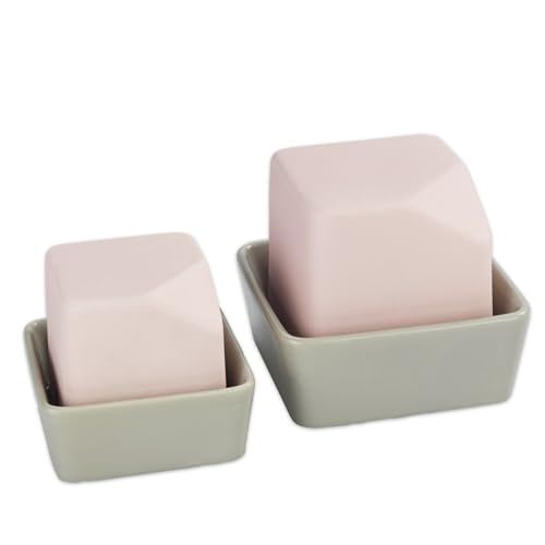 Luftbefeuchter Mod. Livia, dekorativer Verdunster, verbessert das Raumklima bei trockener Heizungsluft, 2-teliges Set, Räume bis 18 m², Keramik, 50 ml und 200 ml