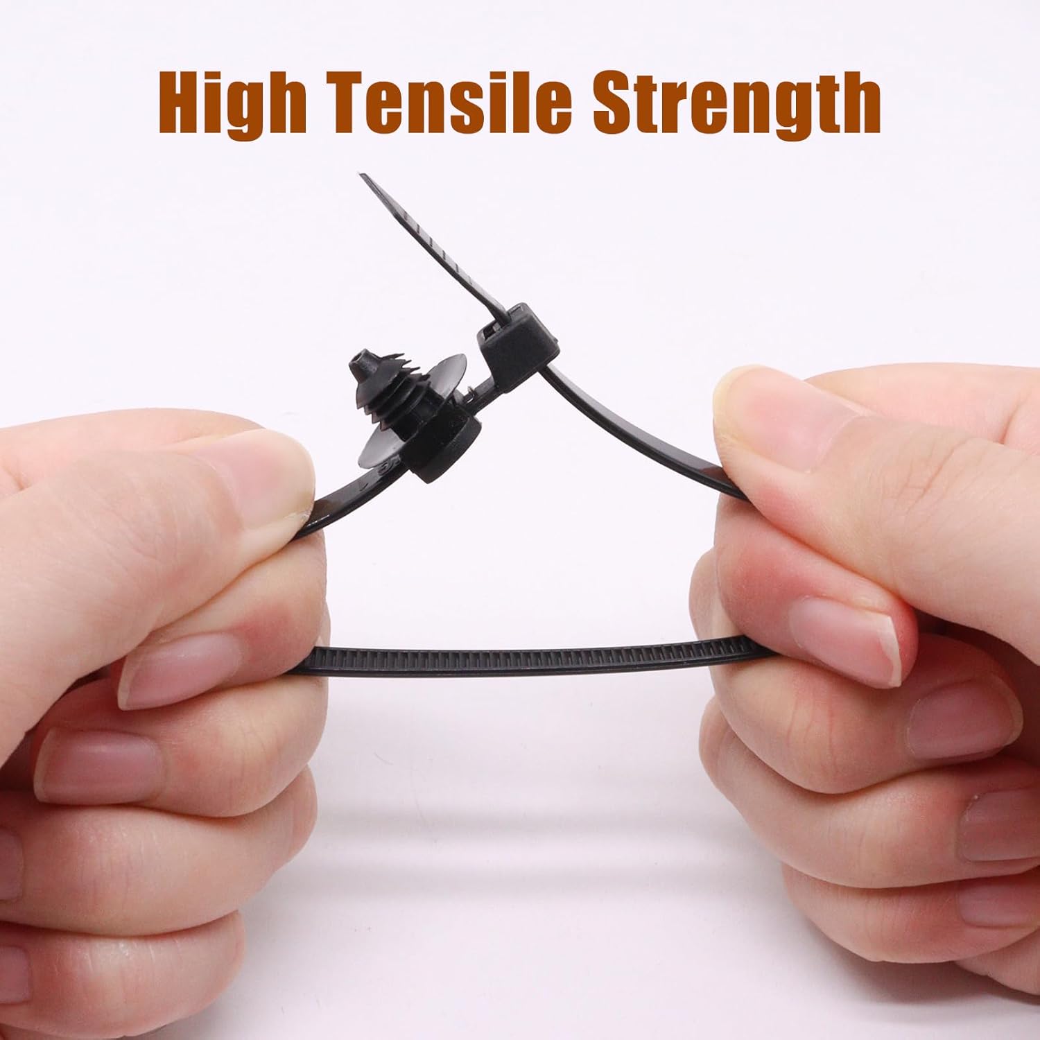 Cable Zip Ties 8 Inch, Black Zip Ties with Retainer - Fir Tree Nylon Push Mount Head Electrical Zip Tie Wire Clip Holder Adjustable Self Locking (100 Pack)