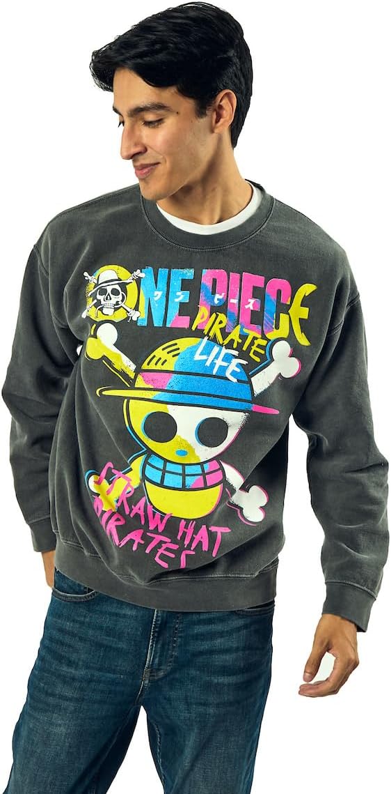 Bioworld One Piece King Of The Pirates Adult Unisex Potassium Washed Crew Neck Long Sleeve Sweatshirt