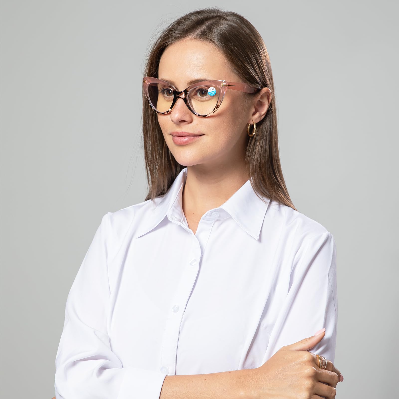 MMOWW Cat Eye Reading Glasses Fashion Cute Reader for Women Blue Light Blocking 5 Pack +2.5