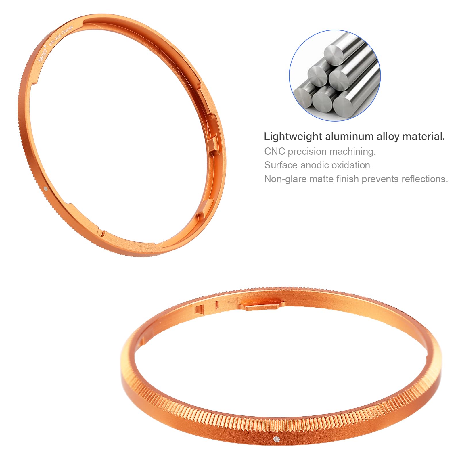 Haoge Anillo decorativo de metal para cámara RICOH GR IV sustituye a GN-3, RRC-GR4-naranja