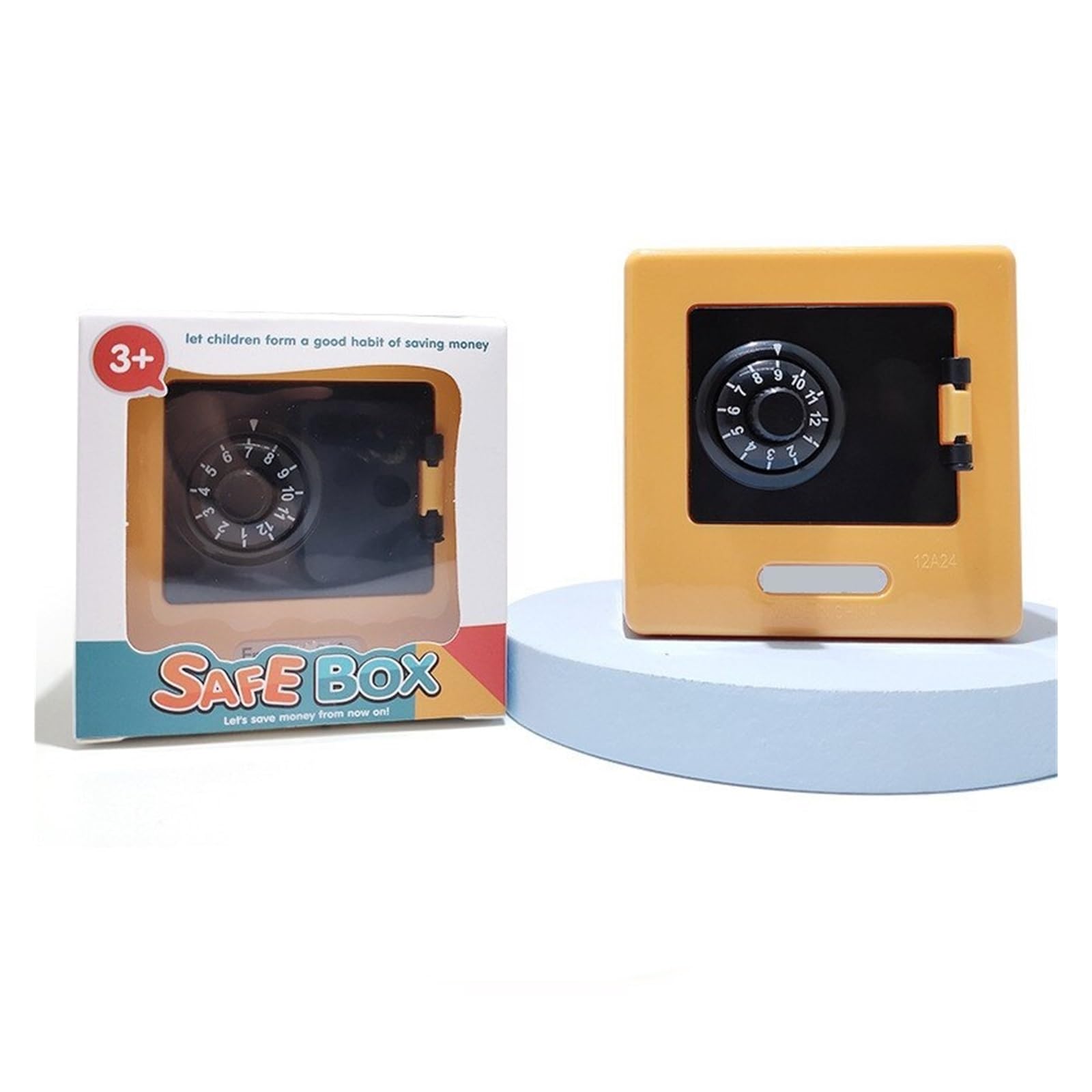 Mini Safe, Mini Bank Money Box Retro Rotating Password Cash Coins Saving Safe Automatic Deposit Banknote Christmas Gift(Giallo)