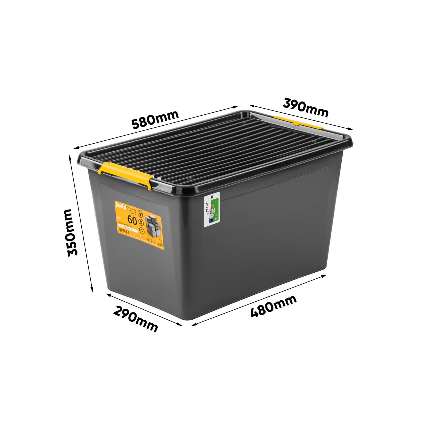 PAFEN 2x Robuster Aufbewahrungsbox 55L mit Rollen - 58 x 39 x 35 cm - Behälter für besondere Aufgaben Aufbewahrungsbehälter Boxen Aufbewahrung Stapelboxen mit Verschlussclips Kunststoffbehälter
