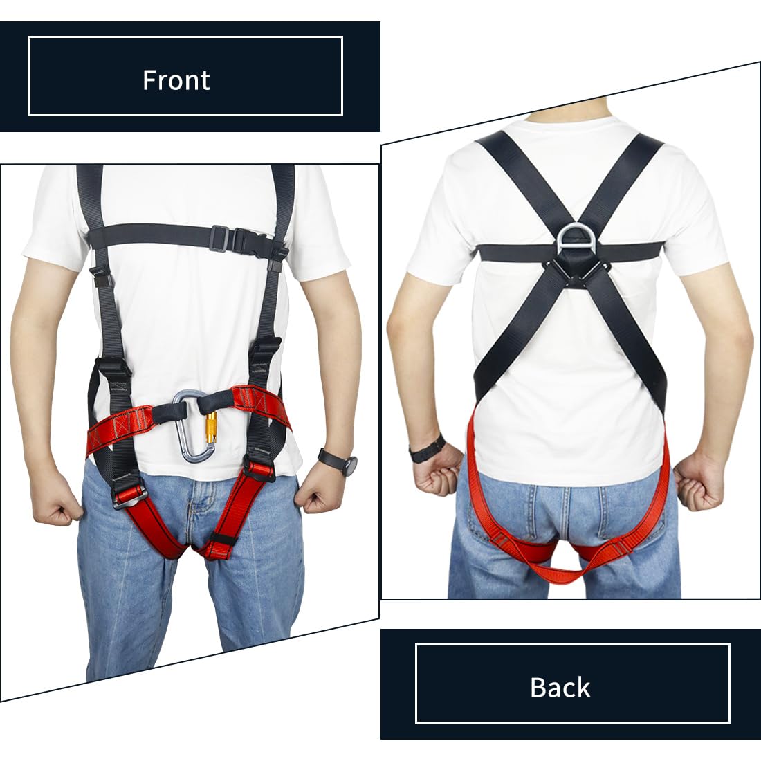 NewDoar Imbracatura arrampicata Certificazione CE Arrampicata Attrezzatura Rappelling Full Body Harness Guard Proteggere Rappelling Salvataggio Attrezzature