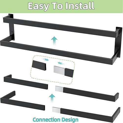 Miniatura 5 de Toallero doble, toallero de 24 pulgadas para baño montado en la pared, toallero de acero inoxidable, toallero doble para toallero para pared,