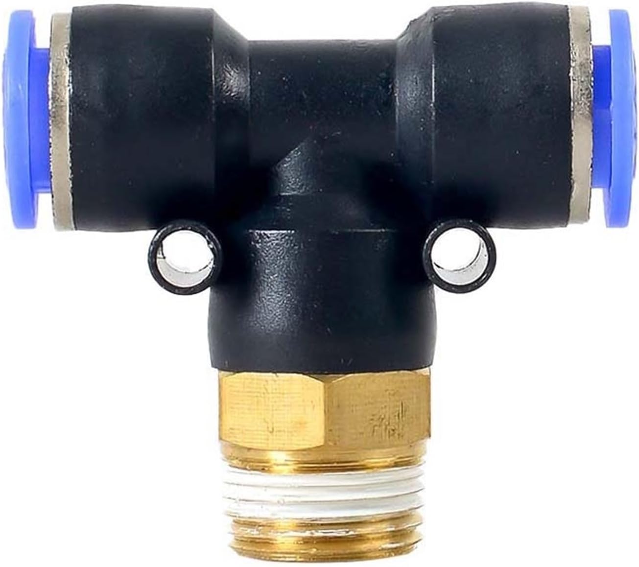 Air Connector Fitting T Shape 6mm 8mm 10mm 12mm 4mm Hose Pipe to 1/8" 1/4" M5 3/8" 1/2" BSPT Male Thread Pneumatic Coupler GOLD (Color : 4mm OD Hose, Size : M5)
