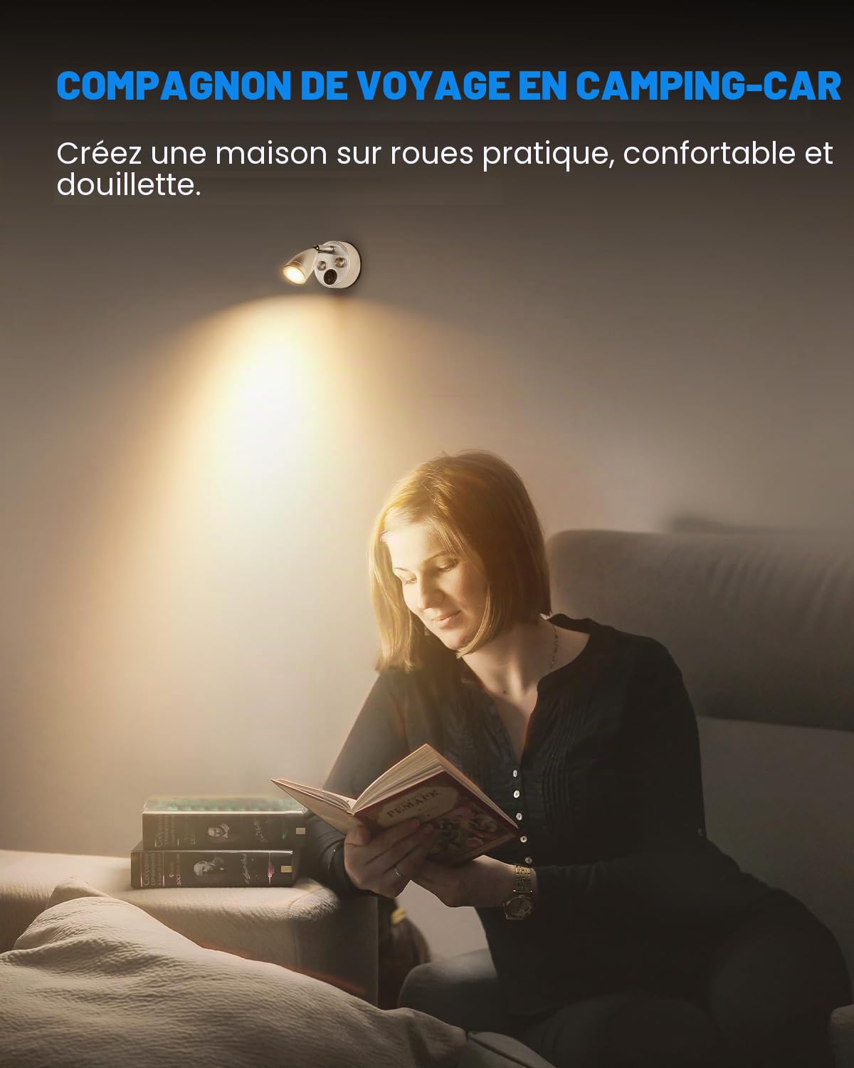SUPAREE 12V LED Spot Lampe de Lecture Interrupteur Réglable Lumière Chaude pour Camping Car Van Bateau Led Lumière Intérieure (2 PCS) (A-ON/OFF Switch)