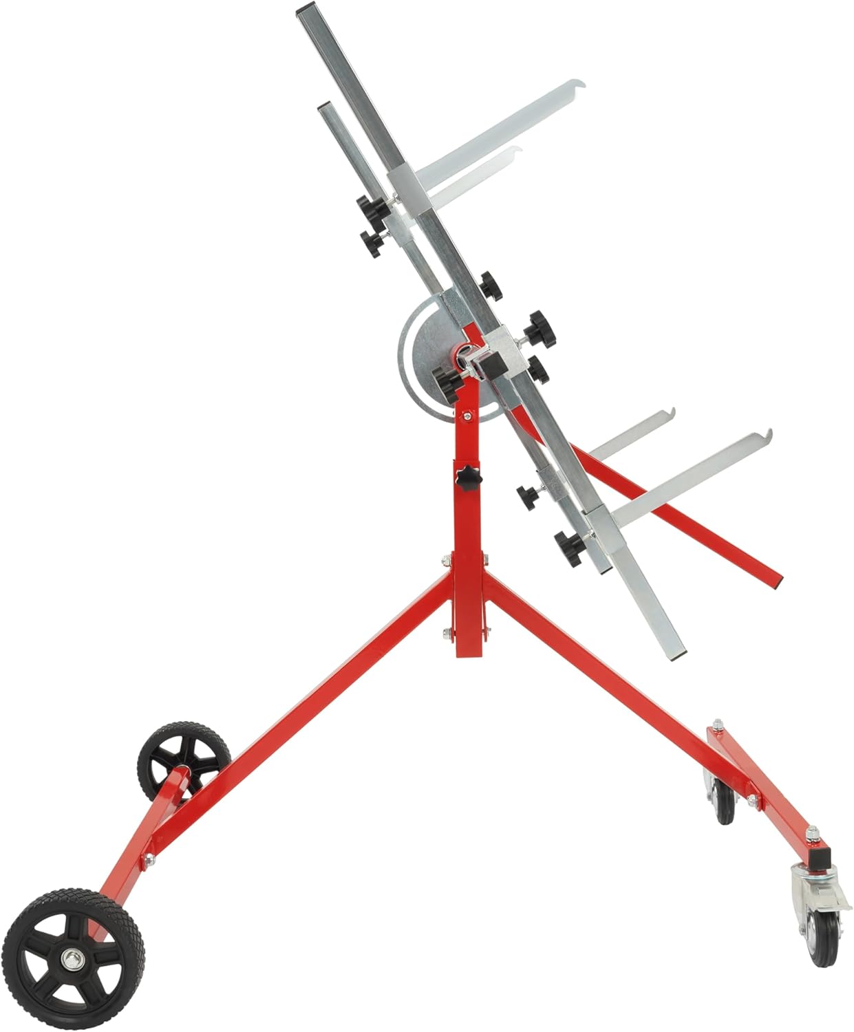 180° Rotating Paint Stand Universal Spray Panel Stand Drying Rack Wheels w/Brakes For Bumpers, Hoods, Wings, Garages, Body Repair Tool Steel Red & Silvery Powder Coated & Galvanized