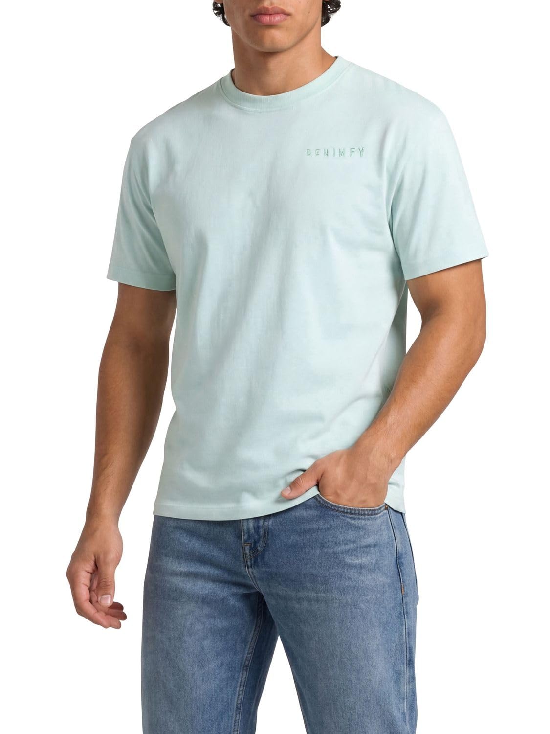 DENIMFY Tshirt Herren lang geschnitten Regular Fit DFDiego 3er Set Pack | Logo Stick Rundhals Kurzarm Sommer Long Tee Shirt Stick Schwarz Grau Beige Blau Gelb Orange S M L XL XXL 3XL 4XL 5XL