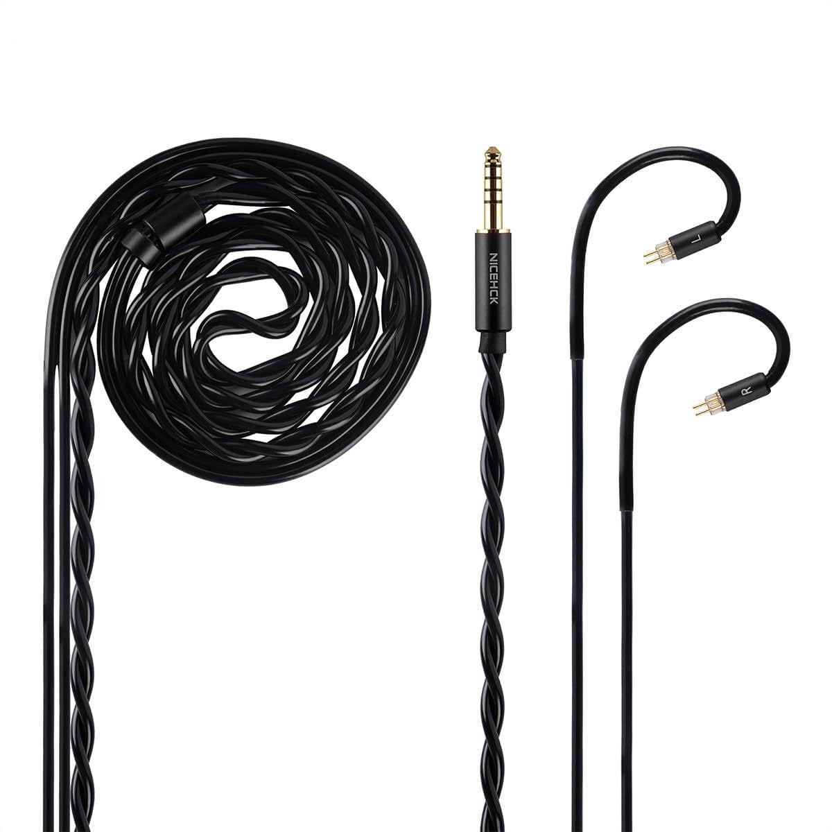 NICEHCK SincFirst - Cavo di aggiornamento Hi-Fi 7N OFC da 0,78 mm, connettore a 2 pin, spina bilanciata da 4,4 mm, cavo audio a doppio filo ad alta purezza per IEM (nero)