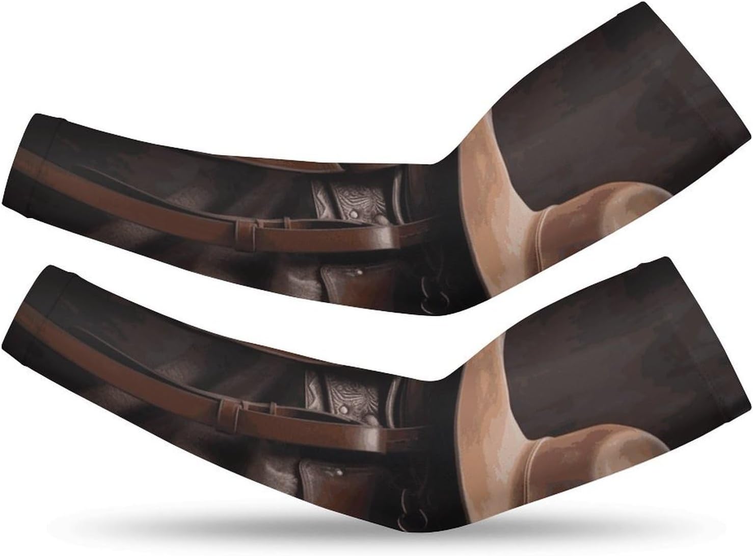 UV Sun Protection Cooling Arm Sleeves XX-Large (xx_l), Compression, Soft | Horse Saddle with A Cowboy Hat Arm Covers for Sport, Breathable, Tattoo Cover Up, Portable Arm Brace for Women Men
